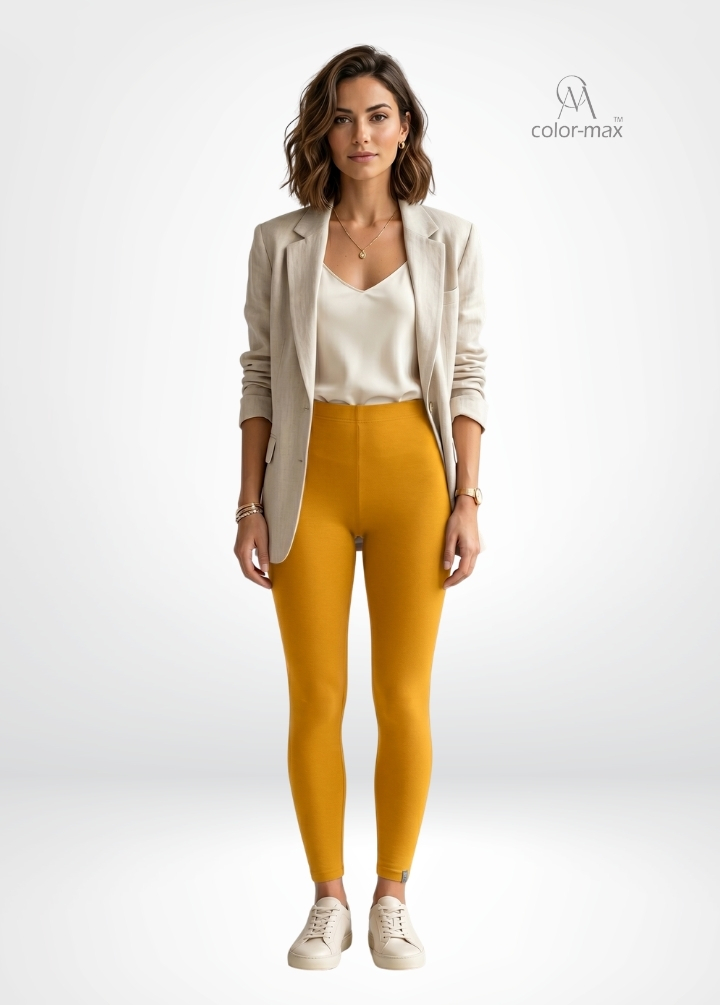 NEW YELLOW - Premium Cotton Lycra Ankle Leggings